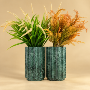 Marble Turned Vase — 3 in D × 7 in H