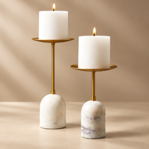Marble Lining Vase — White, 4 in D × 7 in H