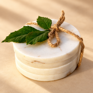 Marble White Plain Coasters — 4 in × 4 in