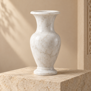 V White marble flower vase in a premium neutral setting