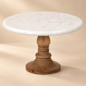 Wood and Marble Paper Roller Stand — Mango